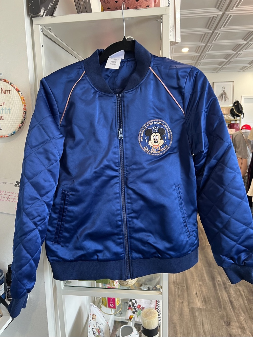 Disney 50th anniversary Royal Blue Mickey Mouse bomber jacket NWT